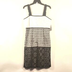 Charlie Black White Trendy Eyelet Dress Size Medium M New